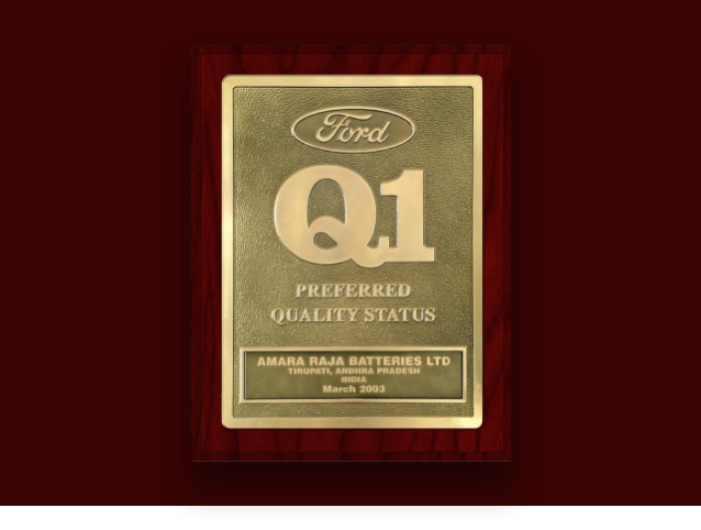 Amara Raja Batteries Ltd. received Ford Q1, Preferred quality status award